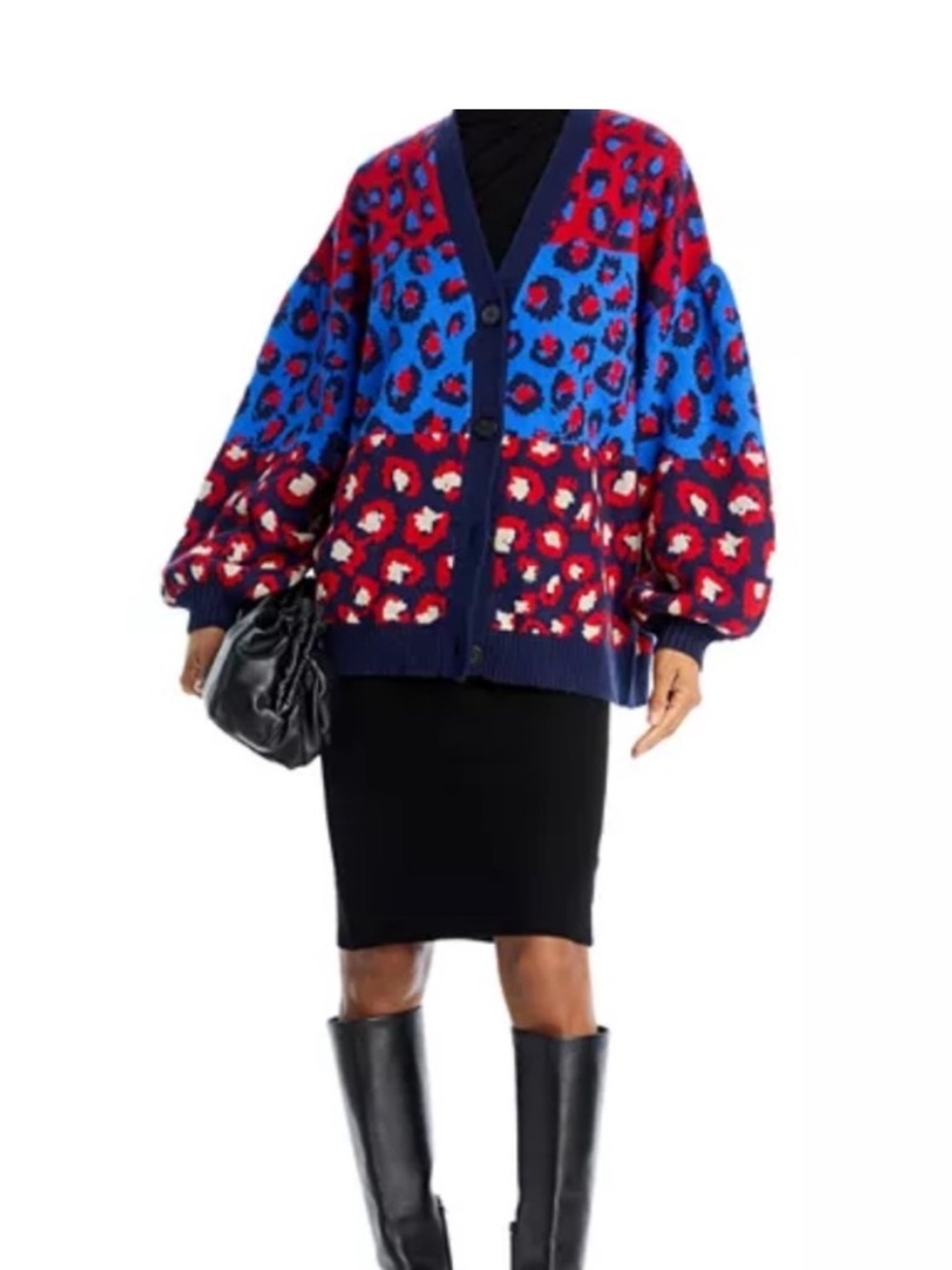 FARM Rio Leopard Print Knit Cardigan Sweater